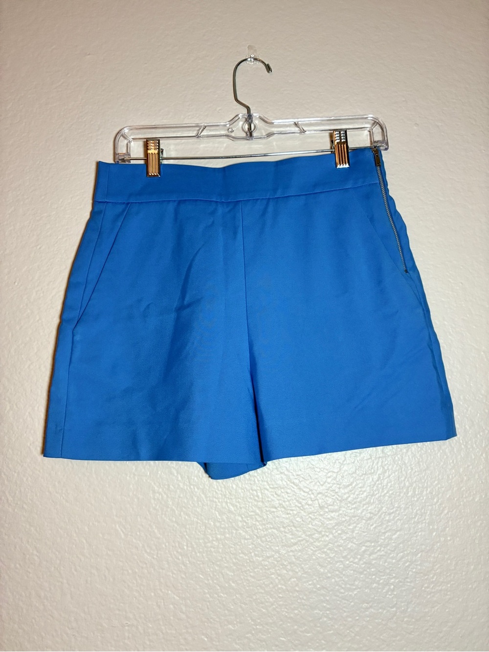 NWT Zara The High-Rise Short Royal Blue Tailored Pleated Women's Size S Preppy